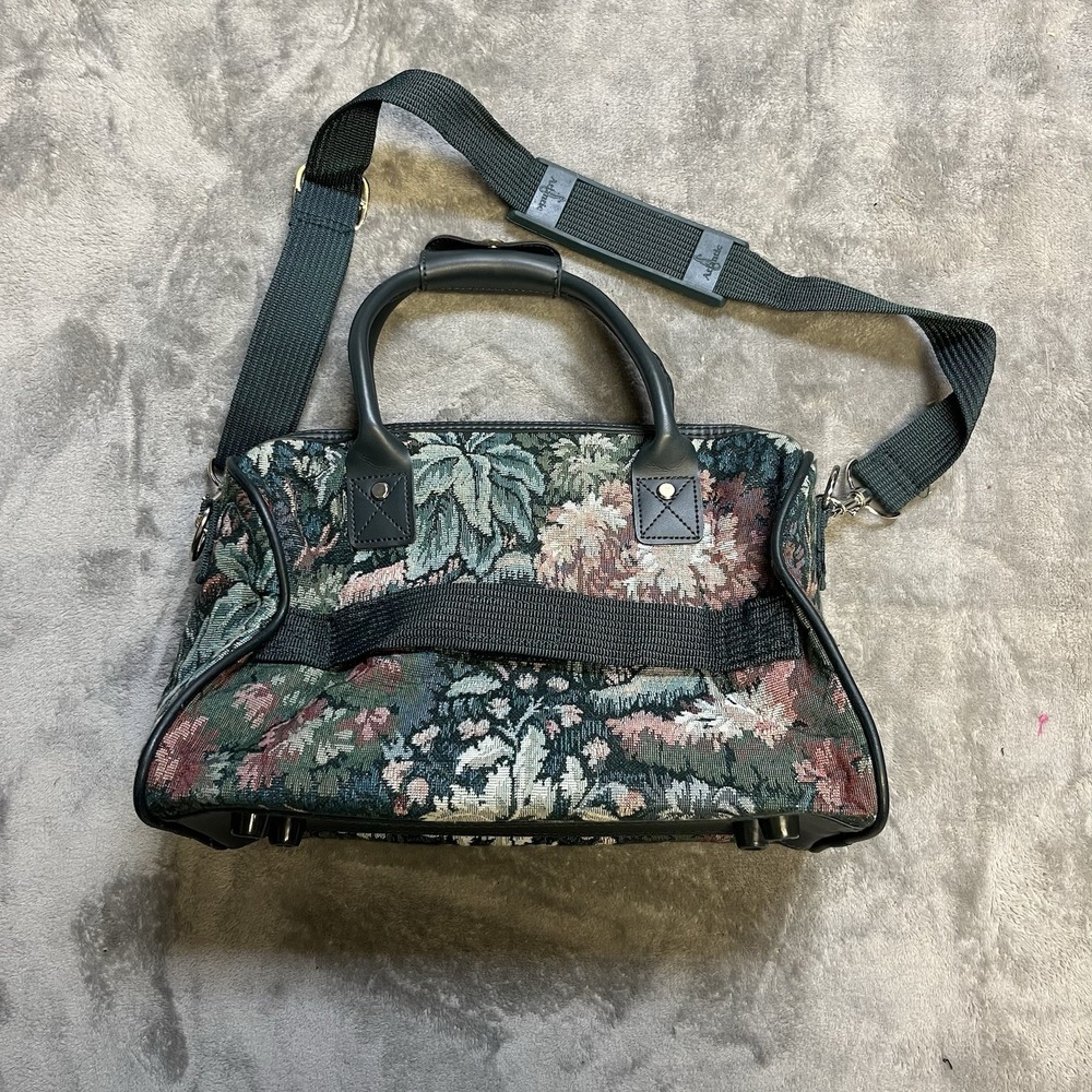 Vintage Atlantic Luggage Bag Floral Green Tapestry Carry-On 14" L X 10" T X 7" W - Picture 7 of 10